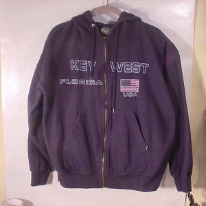 KEY WEST Florida - Heavy Zip Front - Hooded Made in USA - Sports Line Sweatshirt
